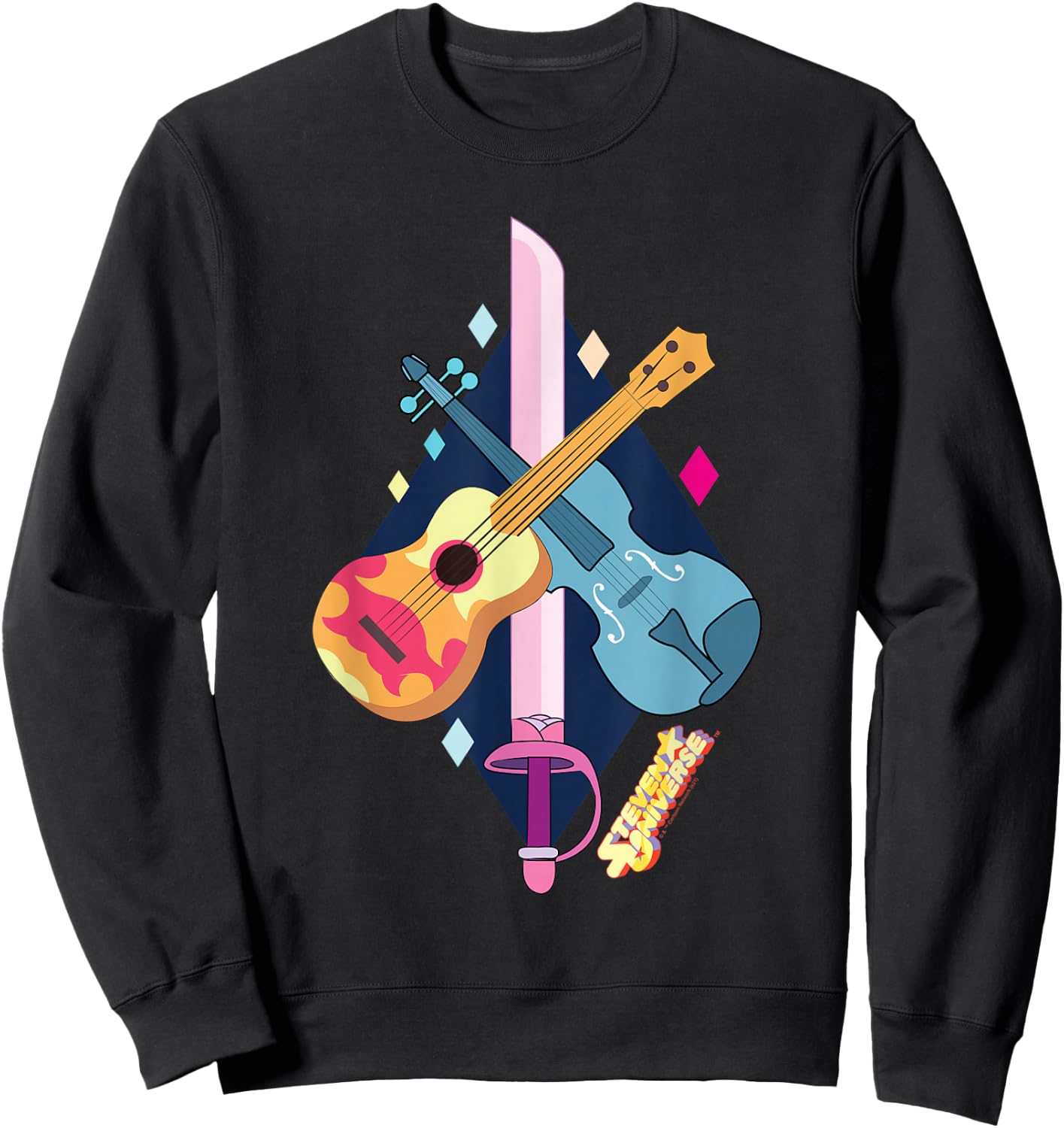 Steven Universe Rose Quartz Swords and Guitars Sweatshirt - Sweatshirt | Black