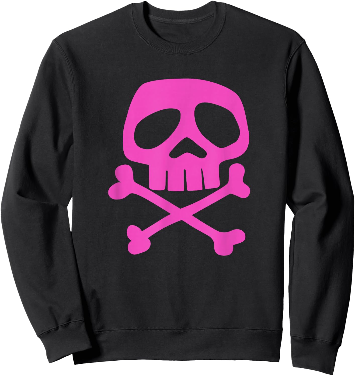 Pink Punk Rock Skull and Bones - 1980's Punk Rock Sweatshirt - Sweatshirt | Black