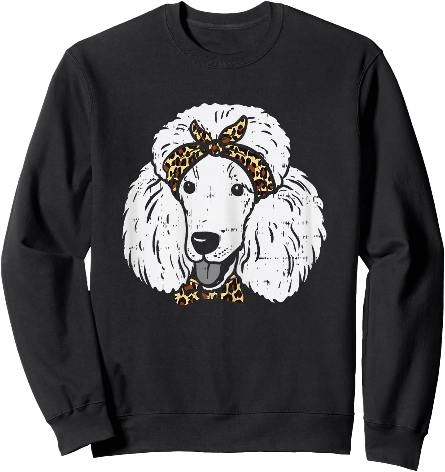Poodle Leopard Bandana Cute Dog Lover Owner Girls Women Gift Sweatshirt - Sweatshirt | Black