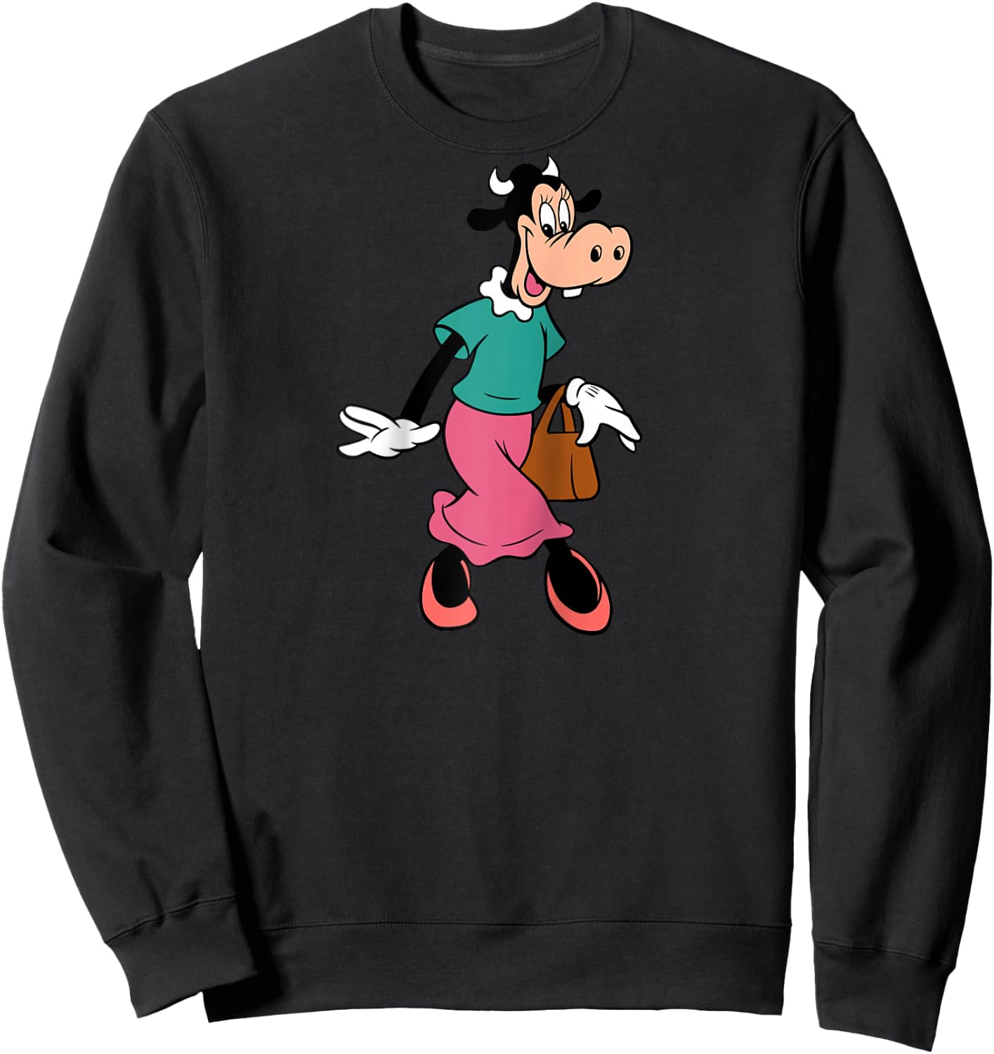 Disney Clarabelle Cow Out for a Stroll Raglan Baseball Sweatshirt - Sweatshirt | Black