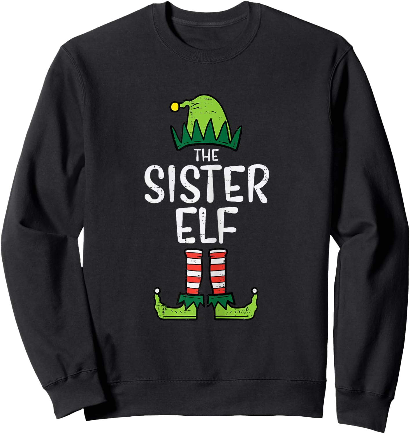 Sister Elf Xmas PJs Matching Christmas Pajamas For Family Sweatshirt - Sweatshirt | Black