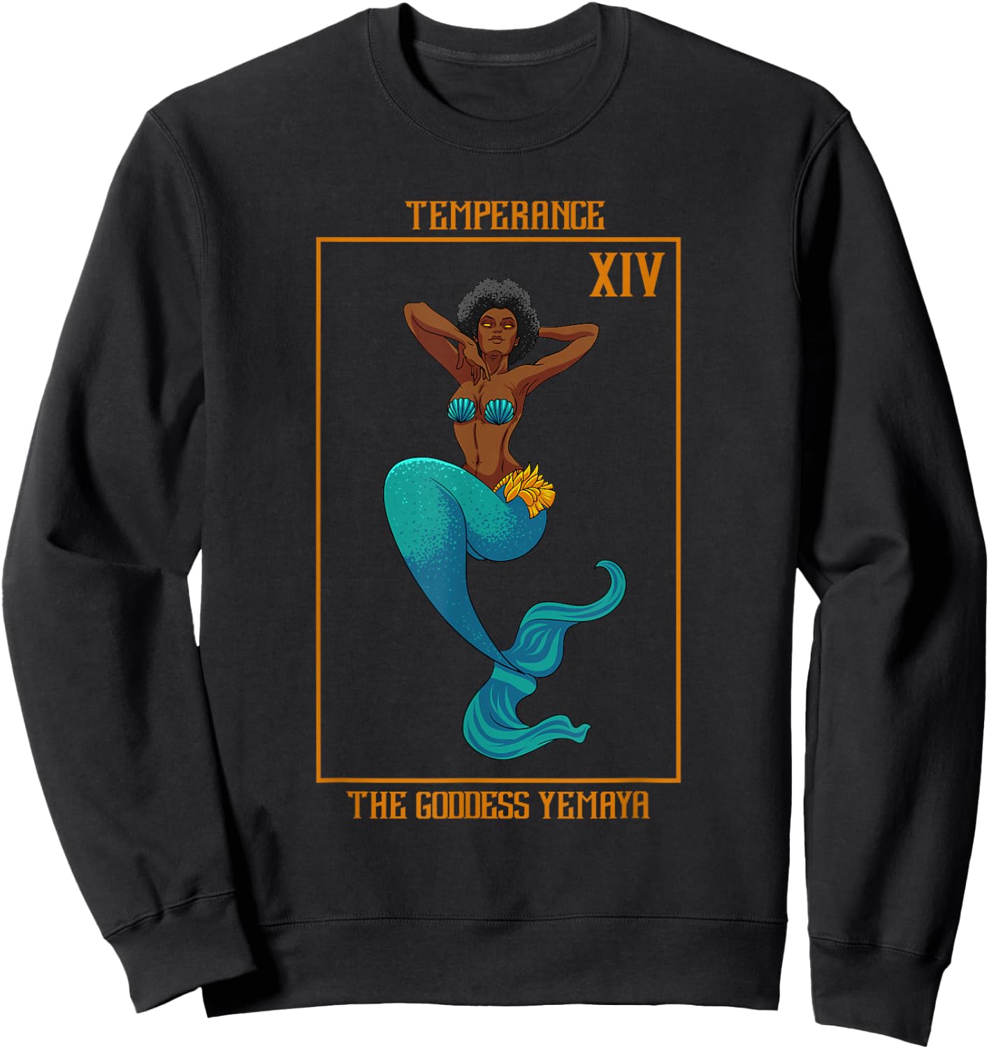 Orisha Yemaya Yemoja 7 African Powers Tarot African Mermaid Sweatshirt - Sweatshirt | Black