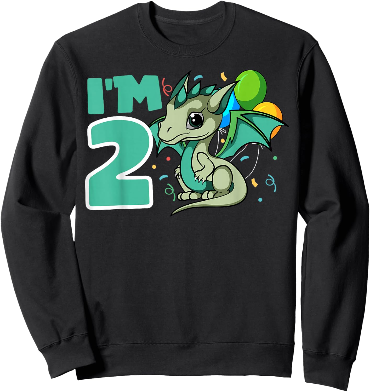 I'm 2 Dragon Birthday Party Mystic Magical Celebration Sweatshirt - Sweatshirt | Black