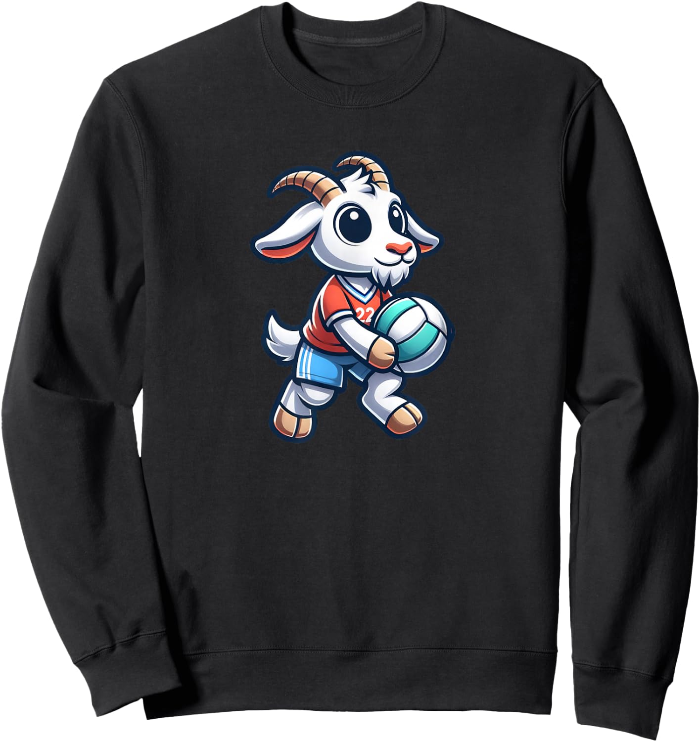 Unique Goat Volleyball Player Team Spirit Art Sweatshirt - Sweatshirt | Black