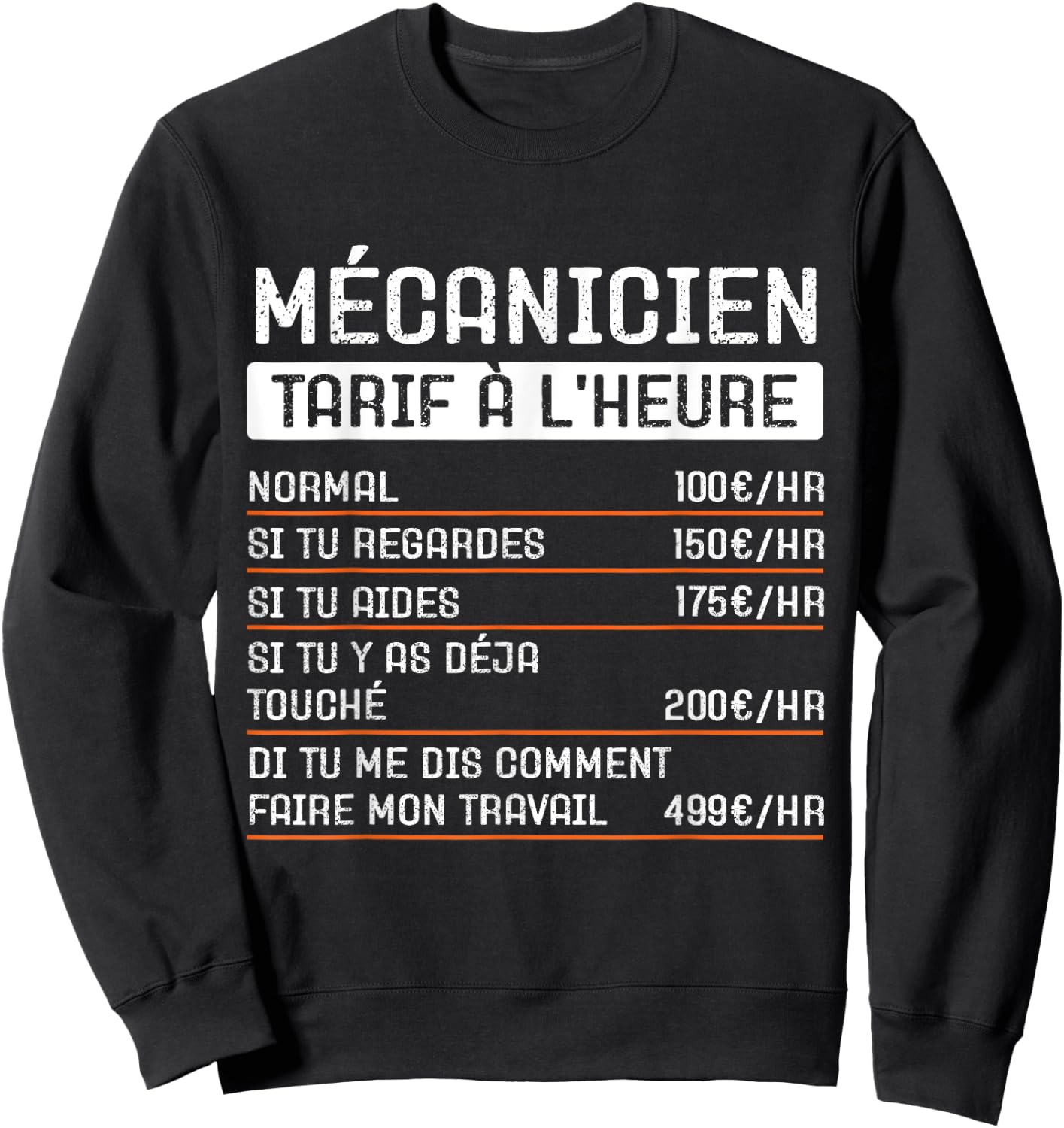 Humor Mechanic Hourly rate Gift Occupation Sweatshirt - Sweatshirt | Black