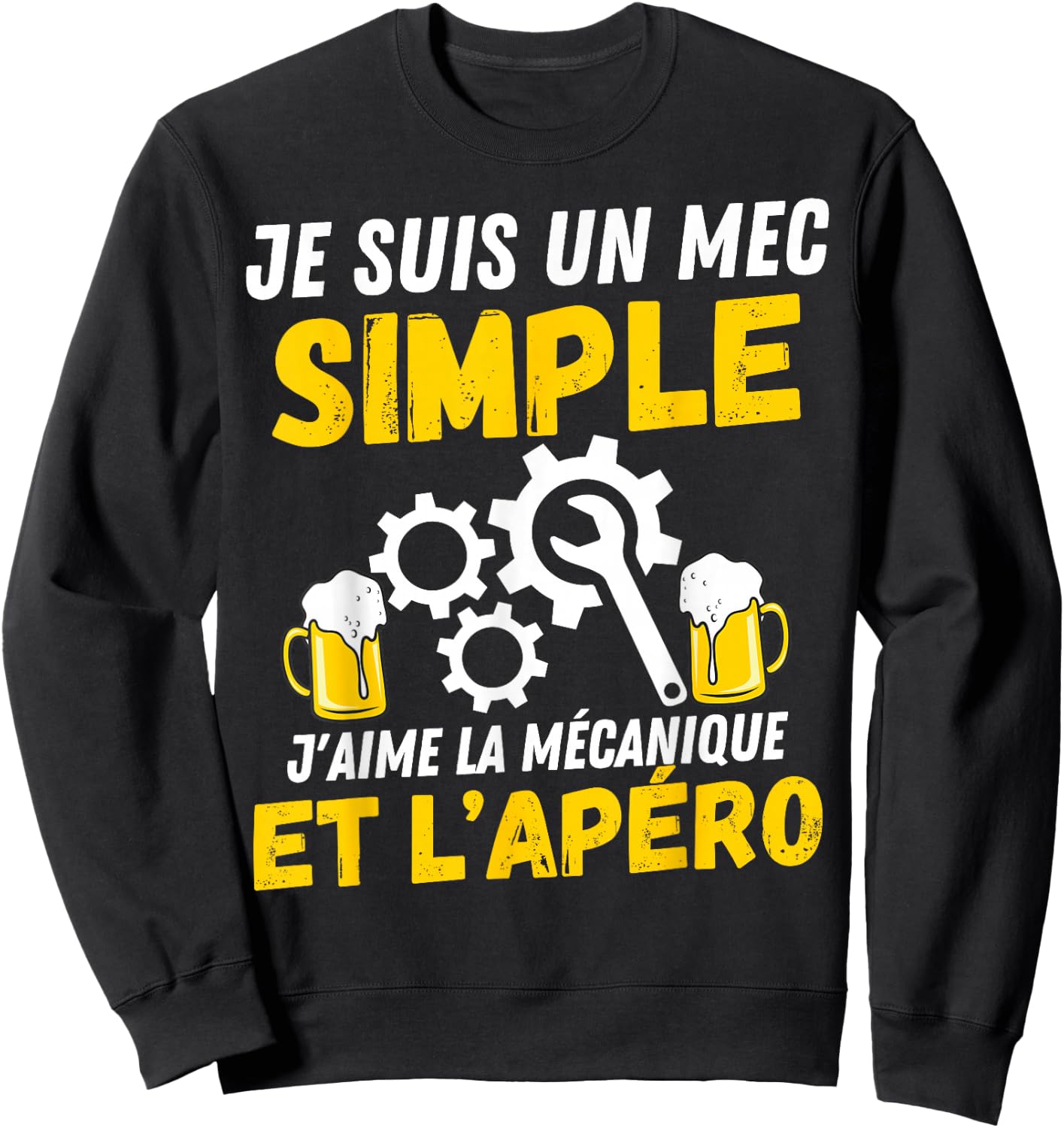 Simple guy J'aime meçanique apèro mechanic humour mechanic , Black, S Sweatshirt - Sweatshirt | Black