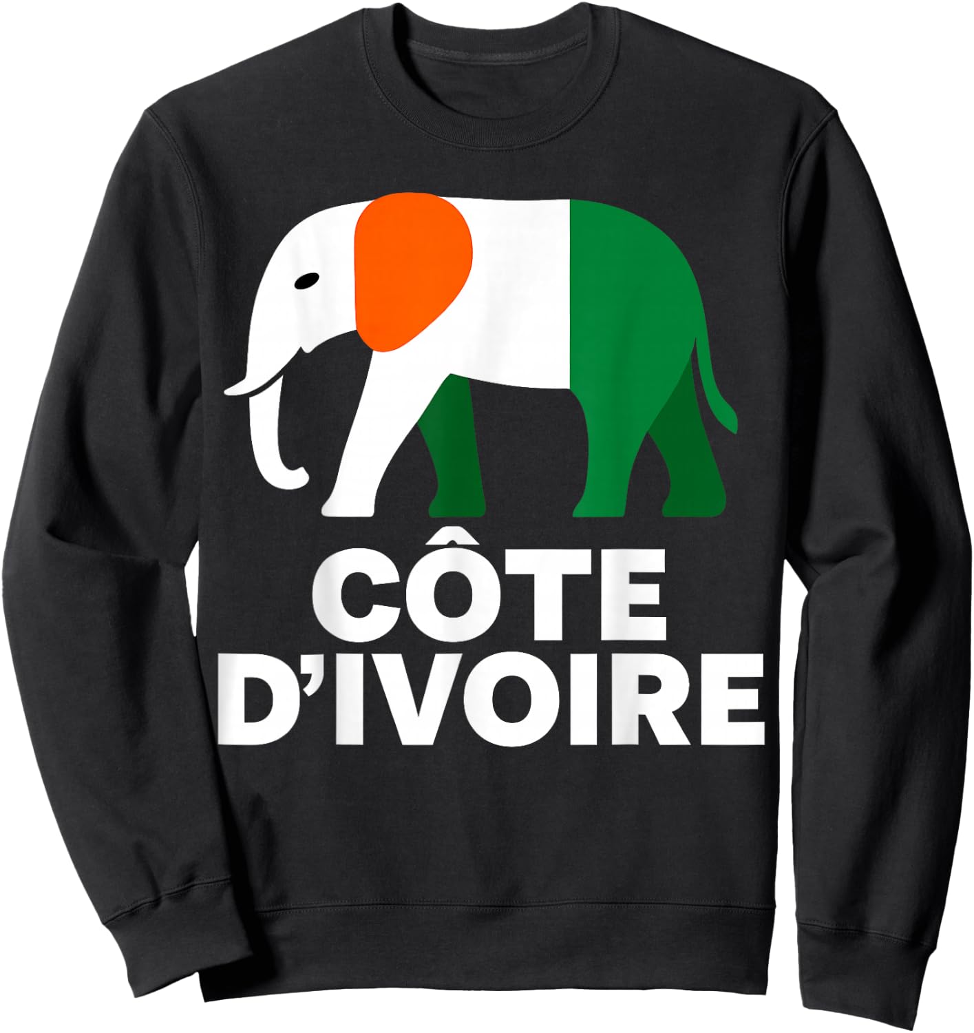Ivory Coast Elephant Côte d’Ivoire Flag. Men, Women & Kids Sweatshirt - Sweatshirt | Black