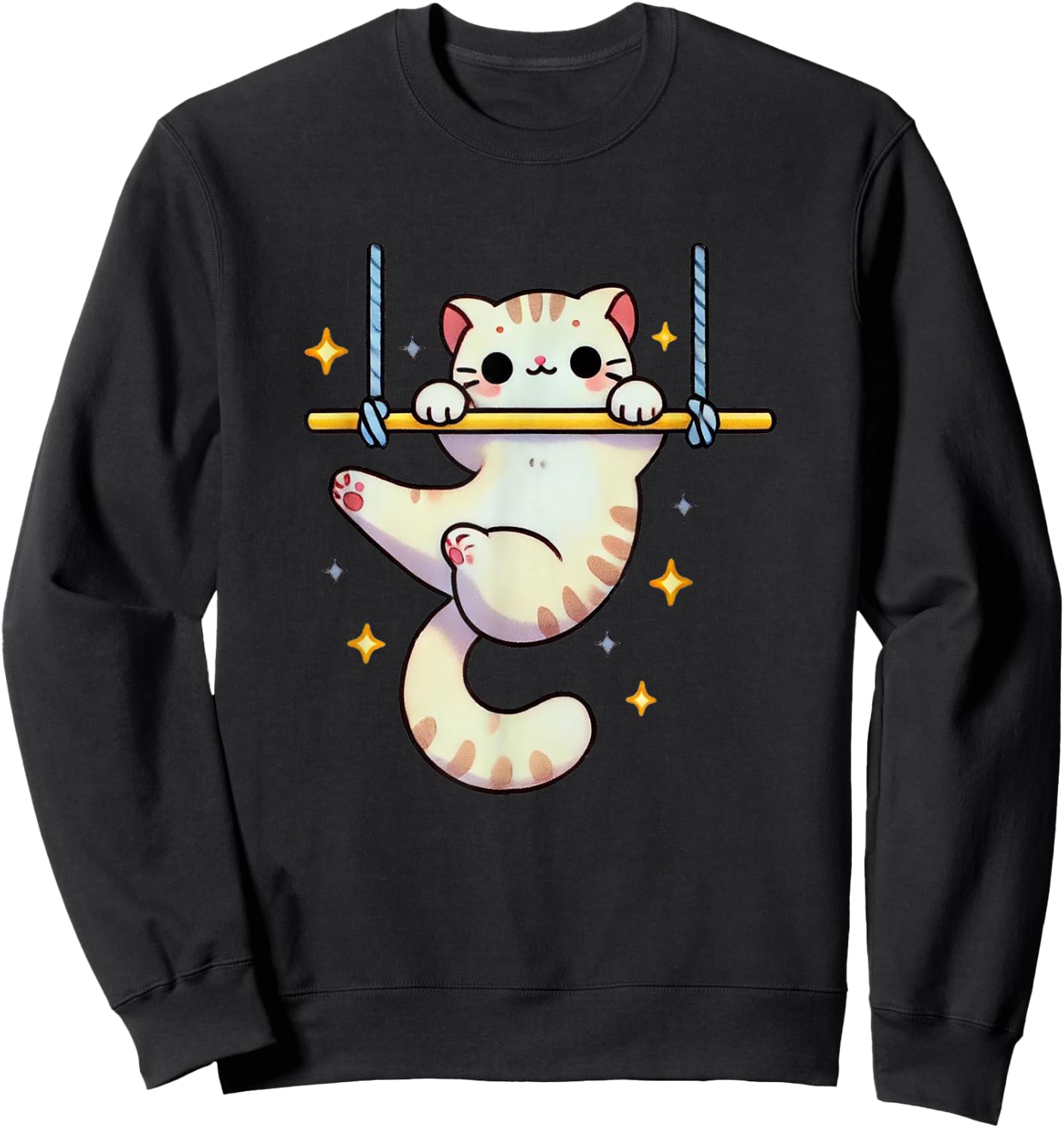 Hang In There Aerial Kitty Aerialist Cat Trapeze Men Women Kids Sweatshirt - Sweatshirt | Black