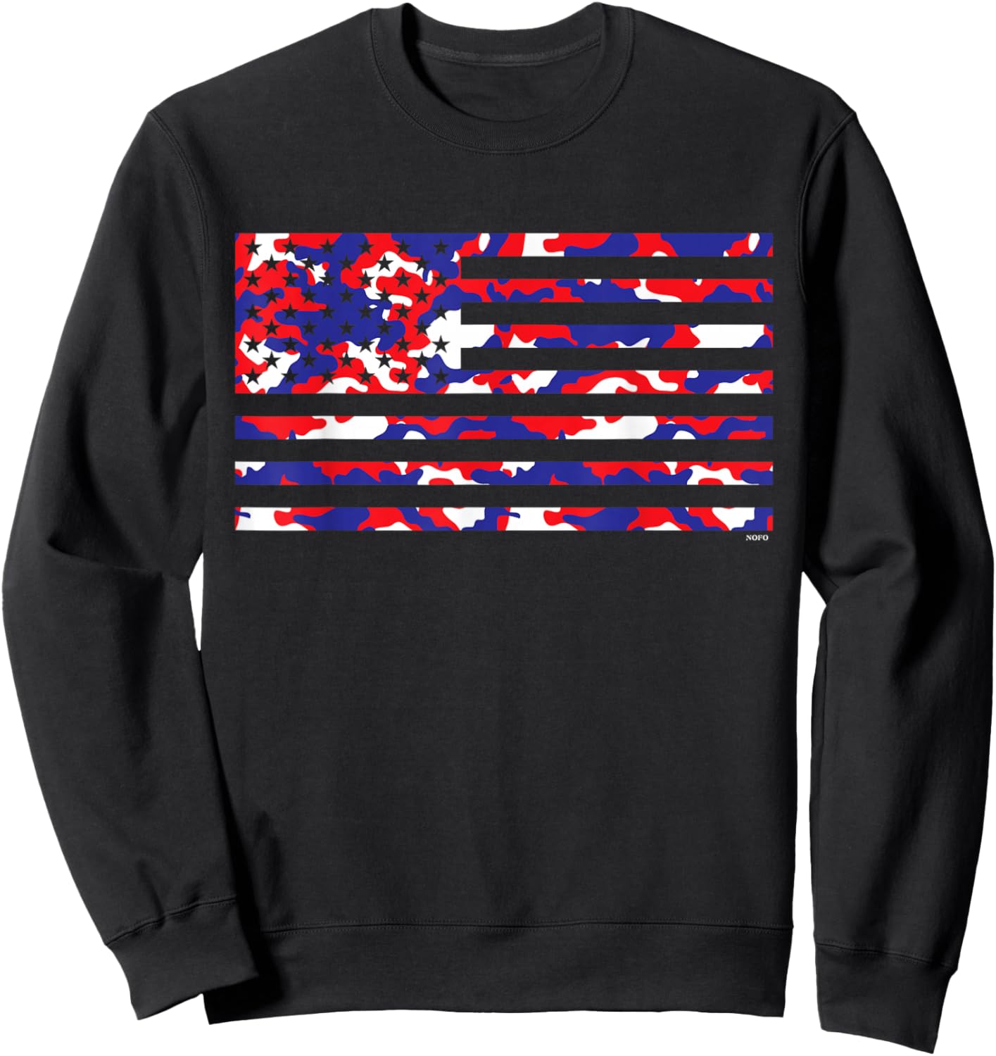 Red White and Blue Camo American Flag USA Sweatshirt - Sweatshirt | Black