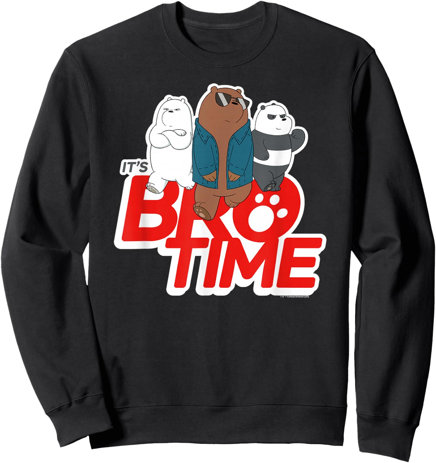 We Bare Bears Grizz Panda Ice Bear It's Bro Time Sweatshirt - Sweatshirt | Black