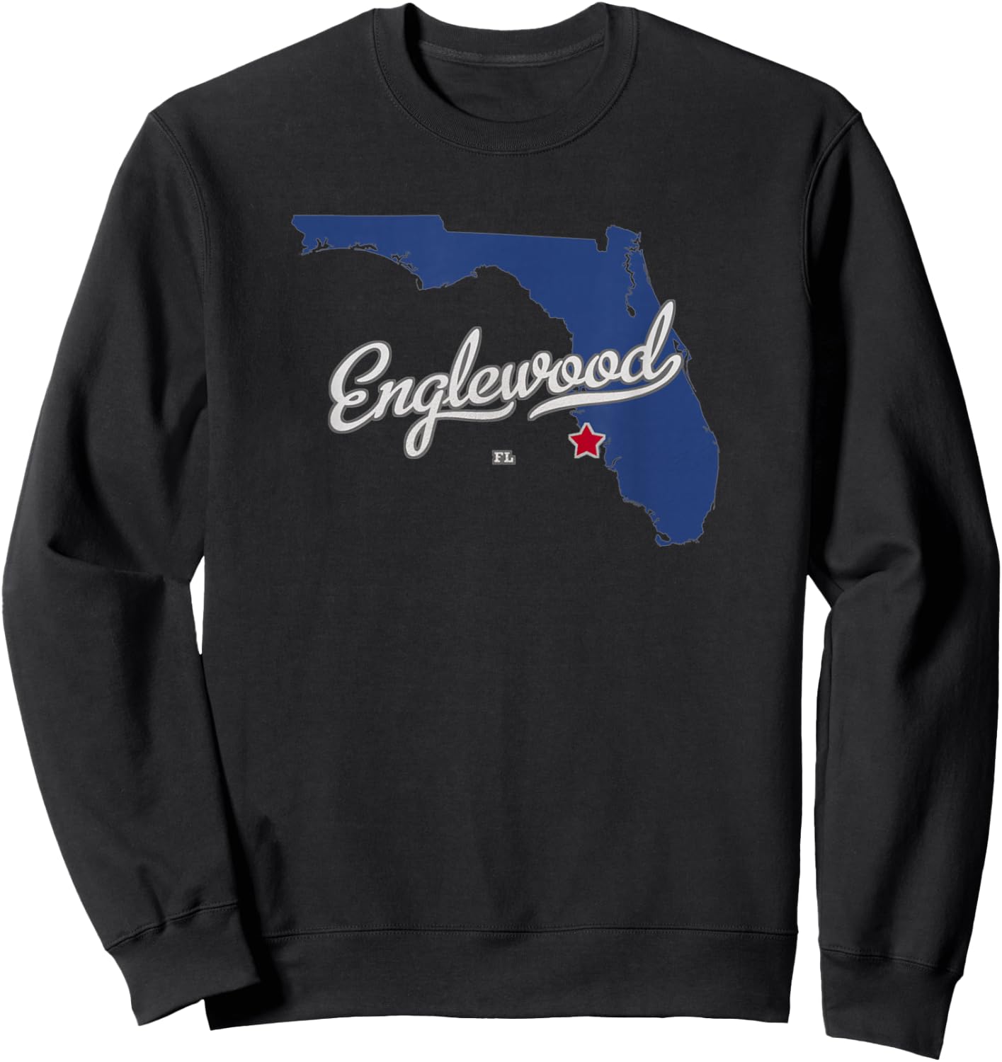 Englewood Florida FL Map Sweatshirt - Sweatshirt | Black