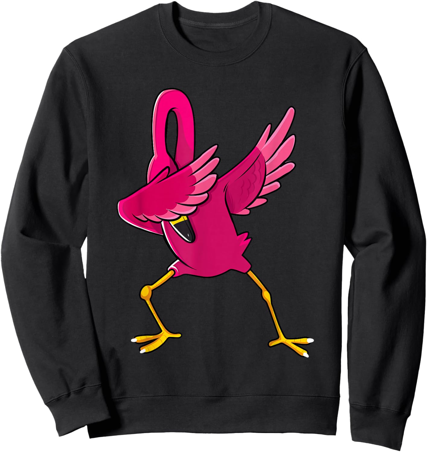 Dabbing Pink Flamingo Tropical Animal Lover Men Women Kids Sweatshirt - Sweatshirt | Black