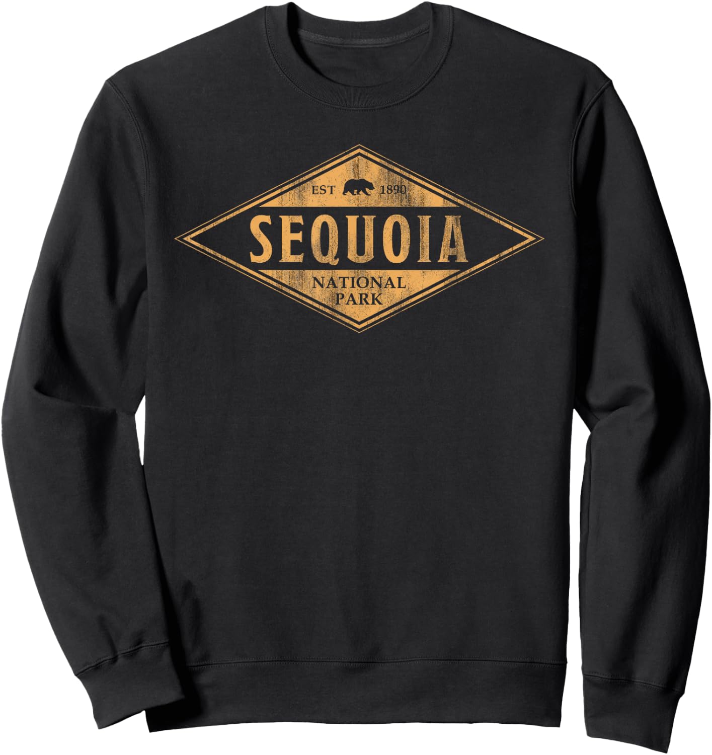 Sequoia National Park Shirt Vintage Bear Hexagon Badge Hike Sweatshirt - Sweatshirt | Black