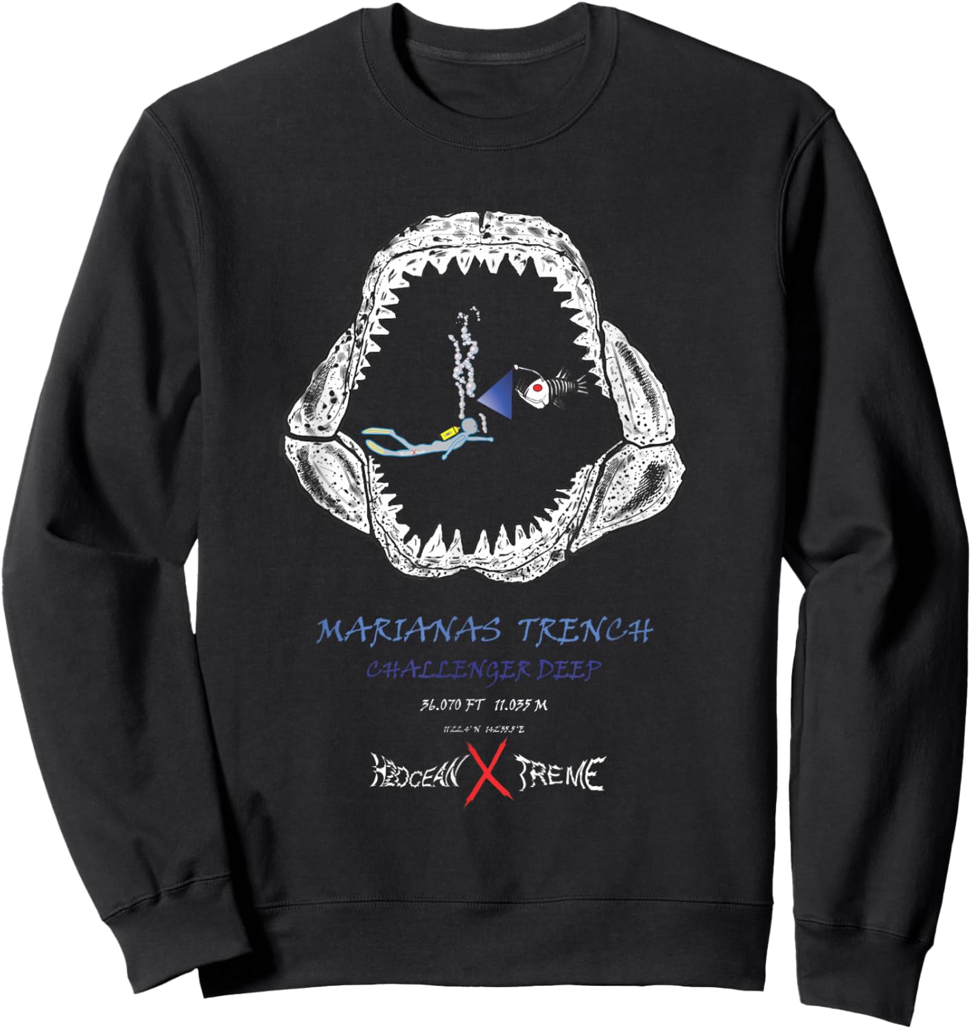 Shark Jaws Marianas Trench Deep Diver Sweatshirt - Sweatshirt | Black