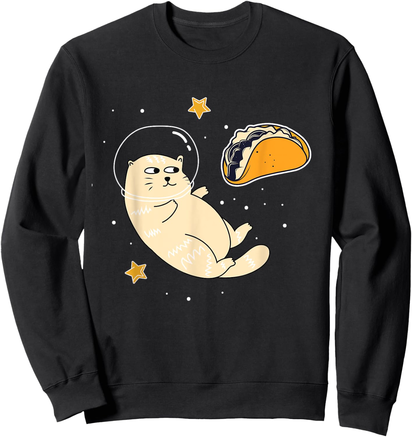 Astronaut Cat in Outer Space | Taco Moon Sweatshirt - Sweatshirt | Black