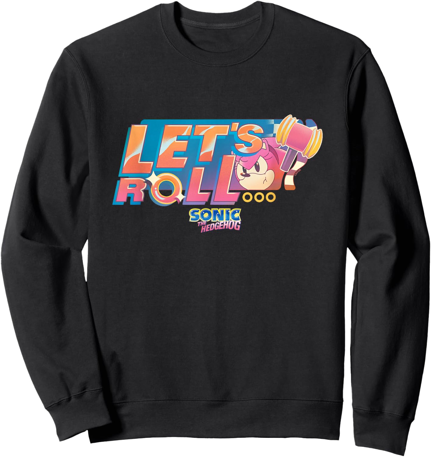 Sonic The Hedgehog Let's Roll Amy Rose Vintage Sweatshirt - Sweatshirt | Black