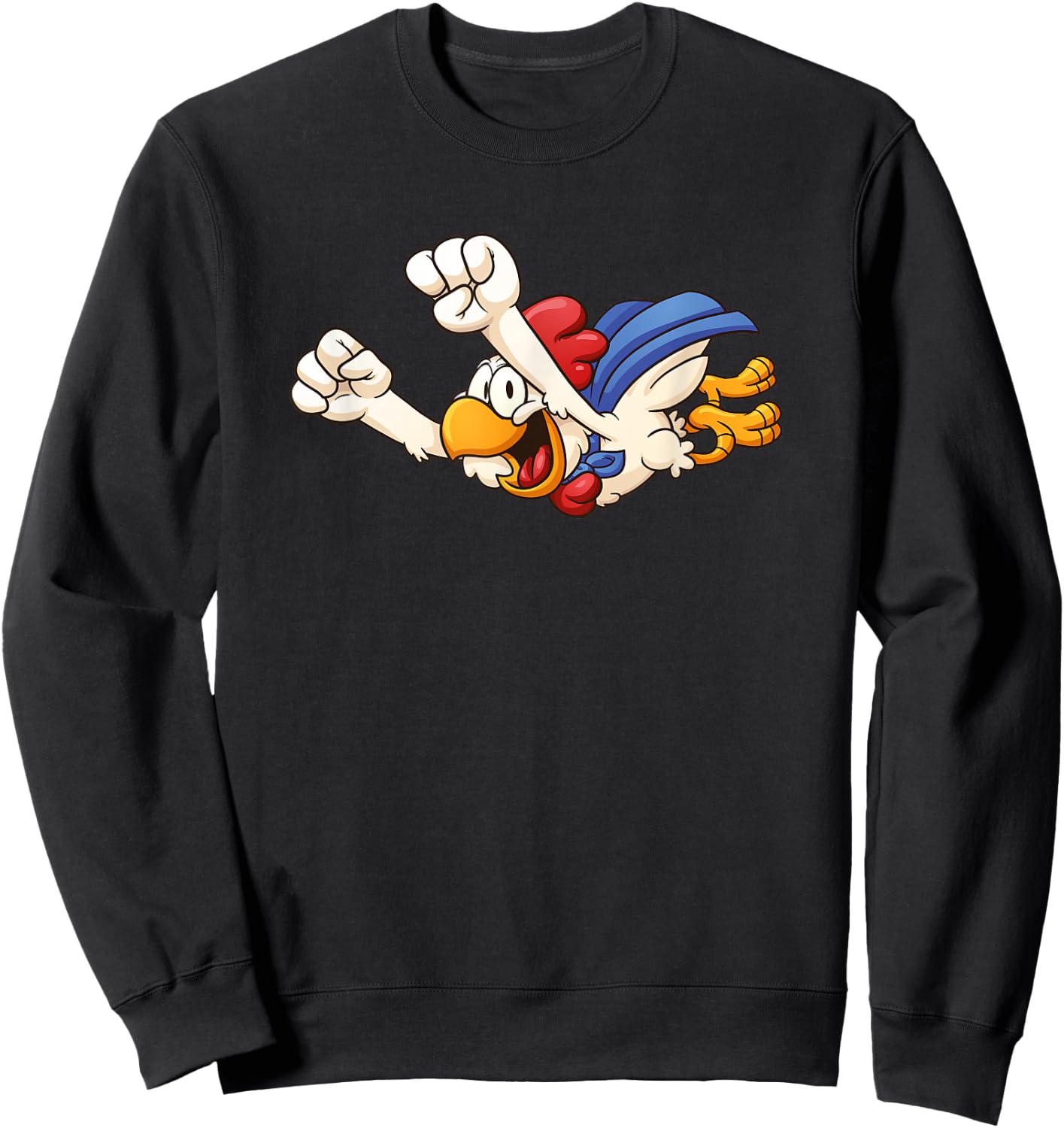 Fun Super Flying Chicken Funny Farm Gift Poultry Kids Sweatshirt - Sweatshirt | Black