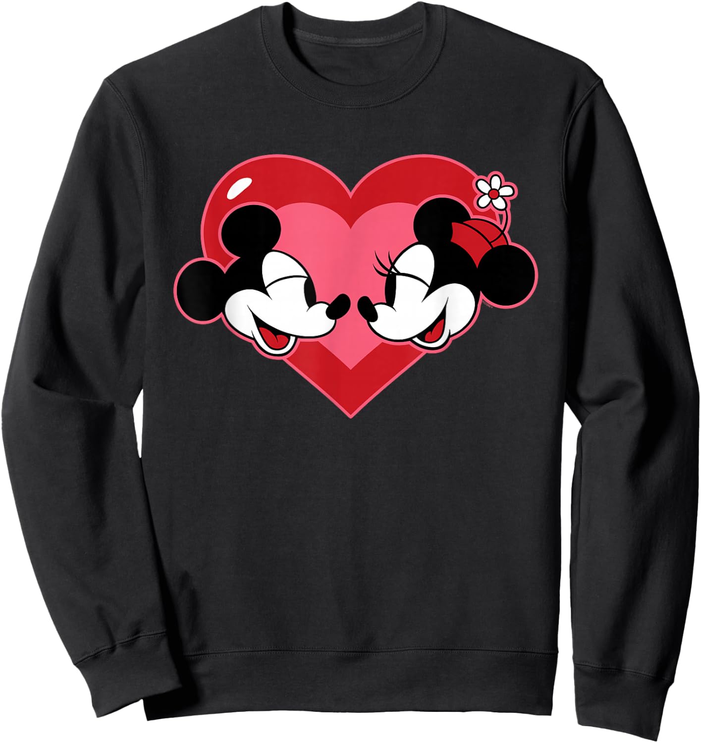 Disney Mickey & Minnie Mouse Heart Valentine’s Day Couple Sweatshirt - Sweatshirt | Black