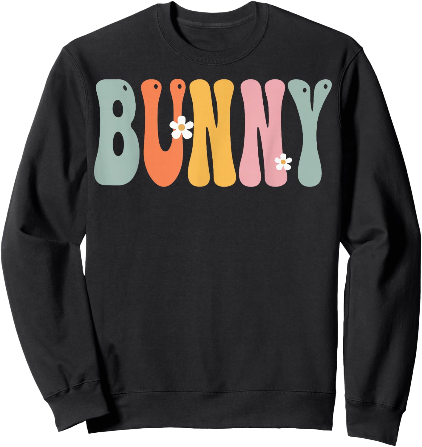 BUNNY Retro Groovy Print Mom Cute Mother's Day Funny Grandma Sweatshirt - Sweatshirt | Black