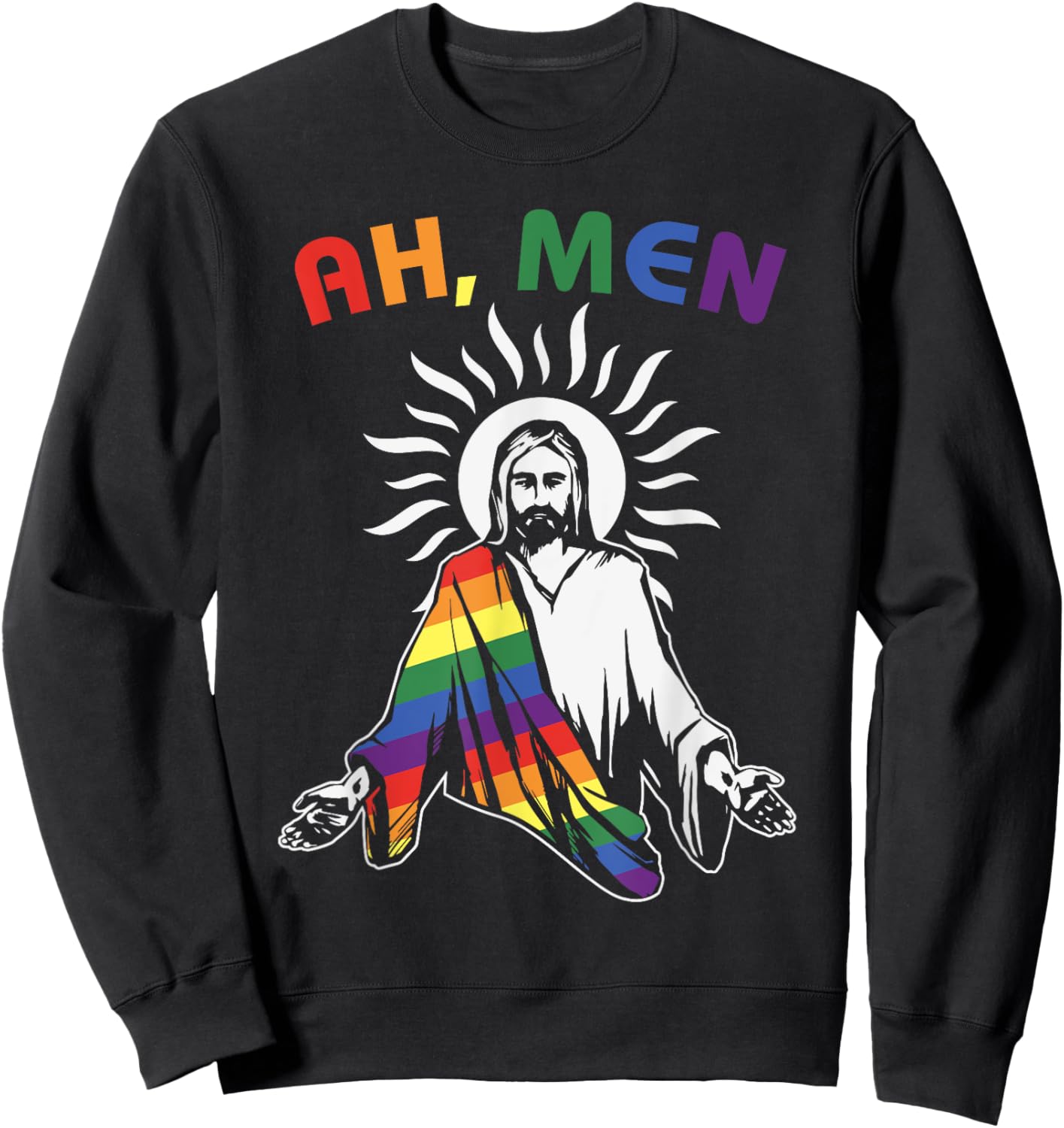 Ah Men Funny Flag LGBT Gay Pride Jesus Freedom , Black, S Sweatshirt - Sweatshirt | Black