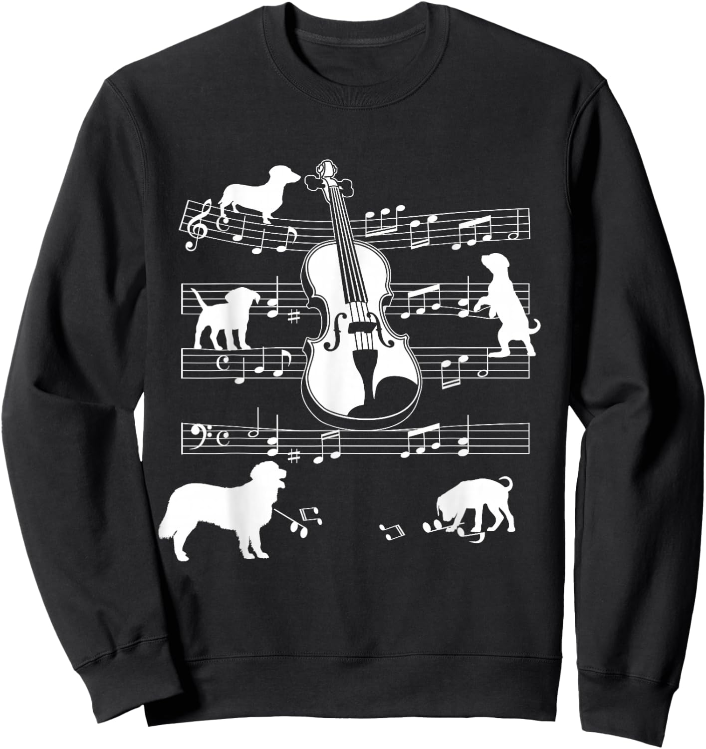 Violin Player Dog for Violinist Dogs and Violin Sweatshirt - Sweatshirt | Black