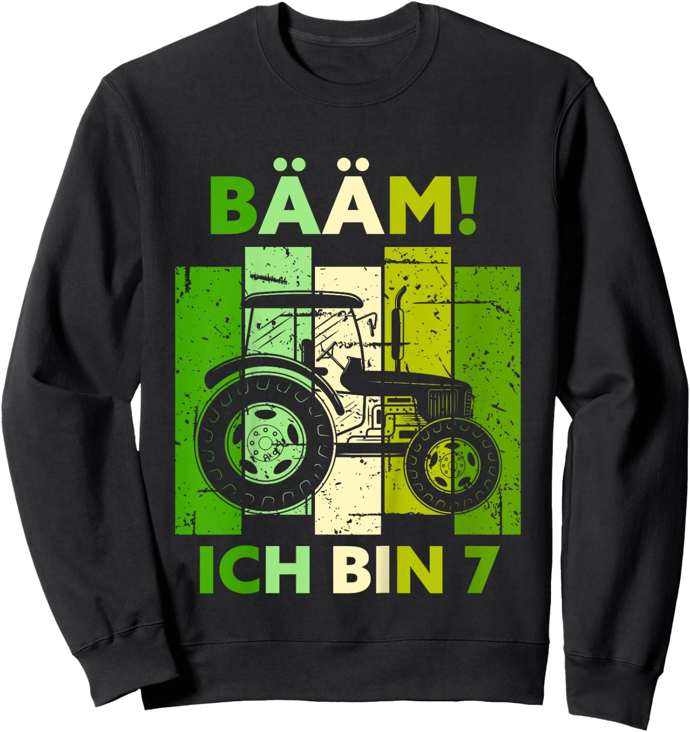 Kinder Bääm! Ich bin 7 Sieben Jahre Junge 7. Geburtstag Traktor Sweatshirt - Sweatshirt | Black