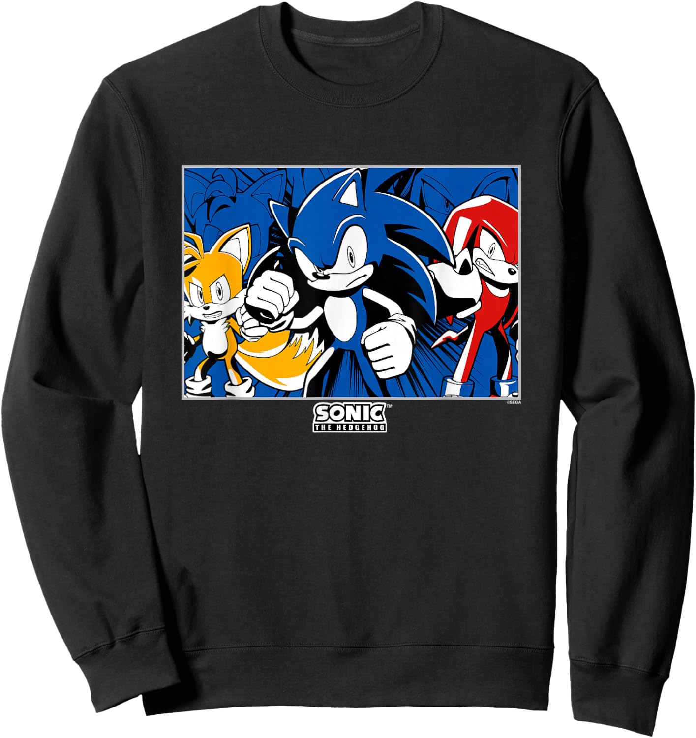Sonic The Hedgehog Sonic Tails & Knuckles Epic Retro Panel Sweatshirt - Sweatshirt | Black