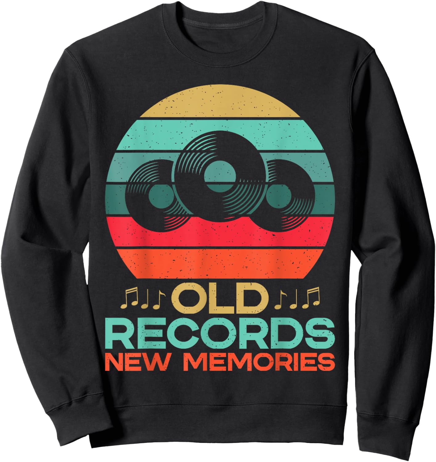 Old Records New Memories Vinyl Records Sweatshirt - Sweatshirt | Black