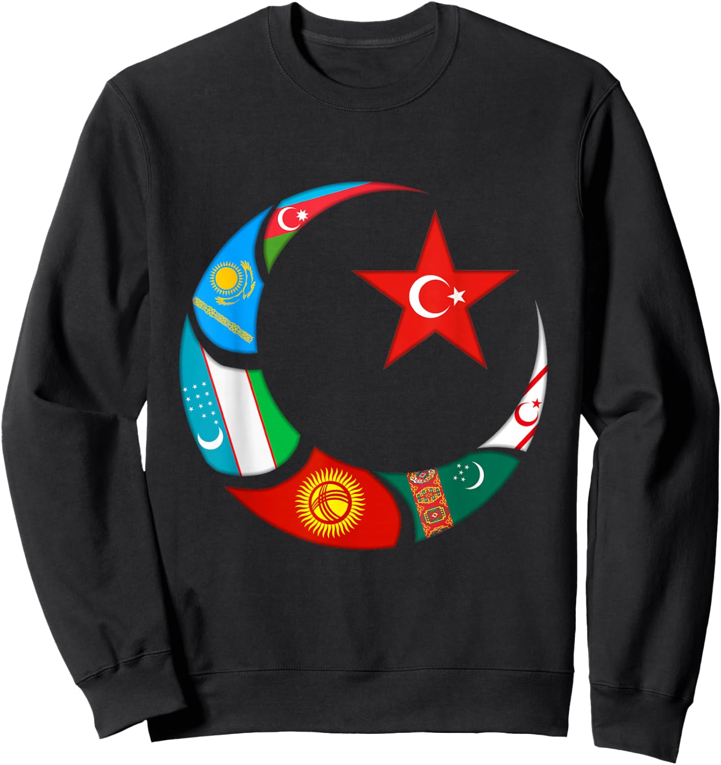 Kazakhstan,Gokturk,Turan,Turkey Flag,Turk Bayragi,Turkiye. Sweatshirt - Sweatshirt | Black