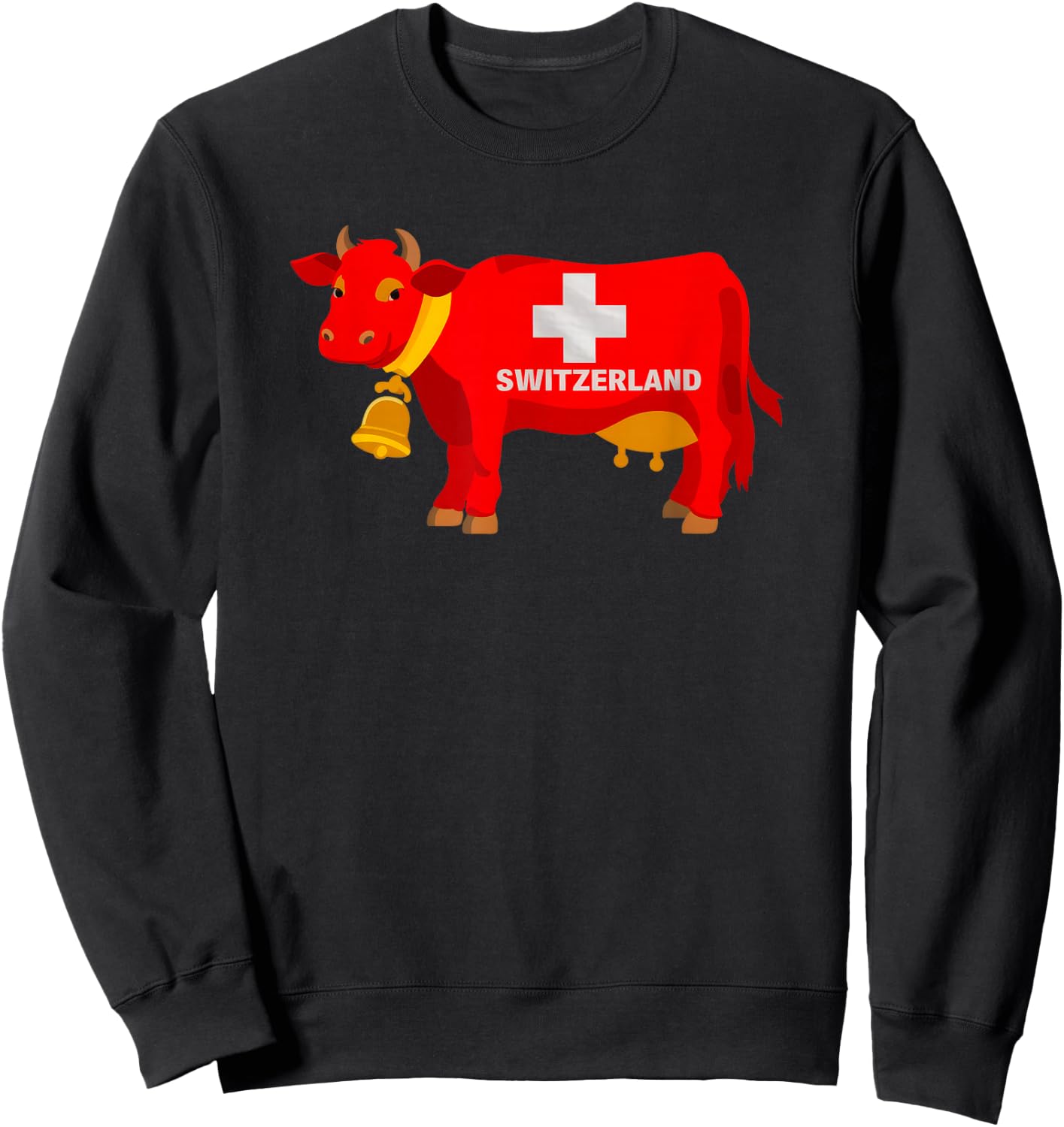 Swiss Cow Flag Switzerland Sweet Swiss Alps Sweatshirt - Sweatshirt | Black