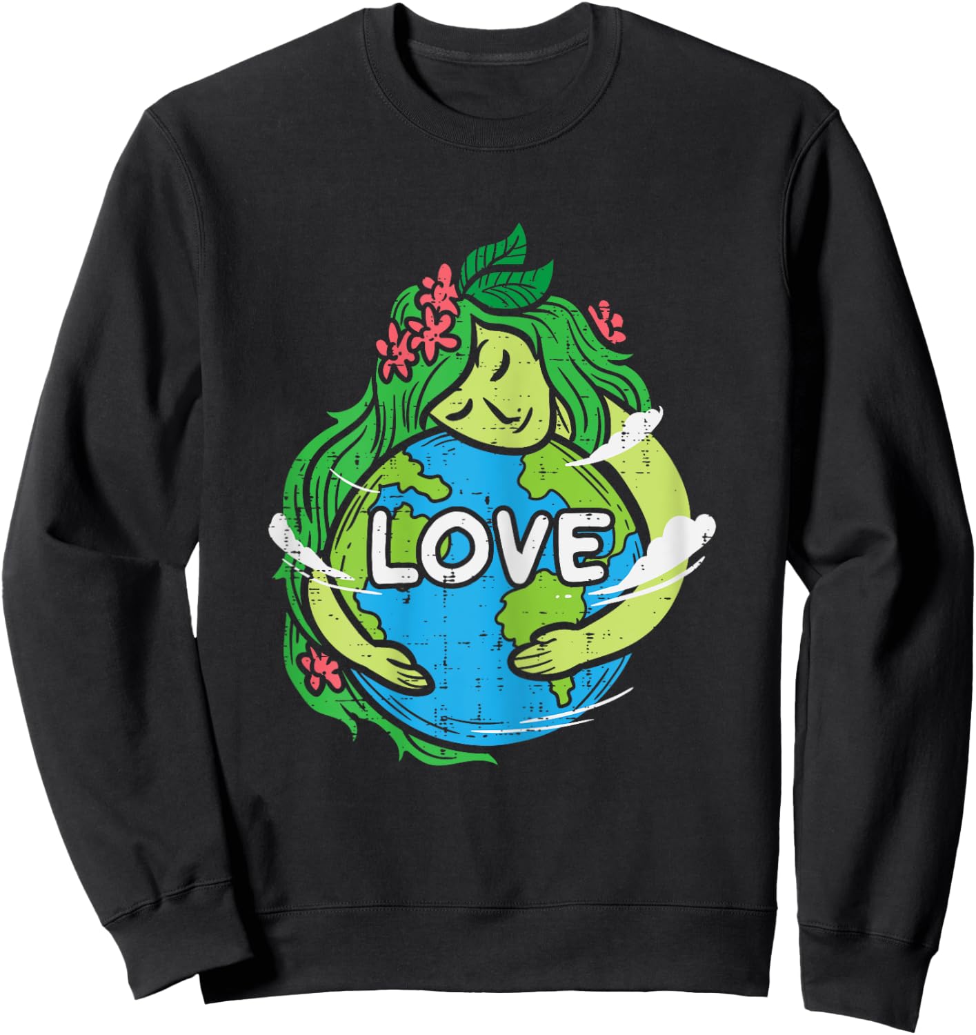 Love Mother Earth Planet Hug Nature Environment Earth Day Sweatshirt - Sweatshirt | Black