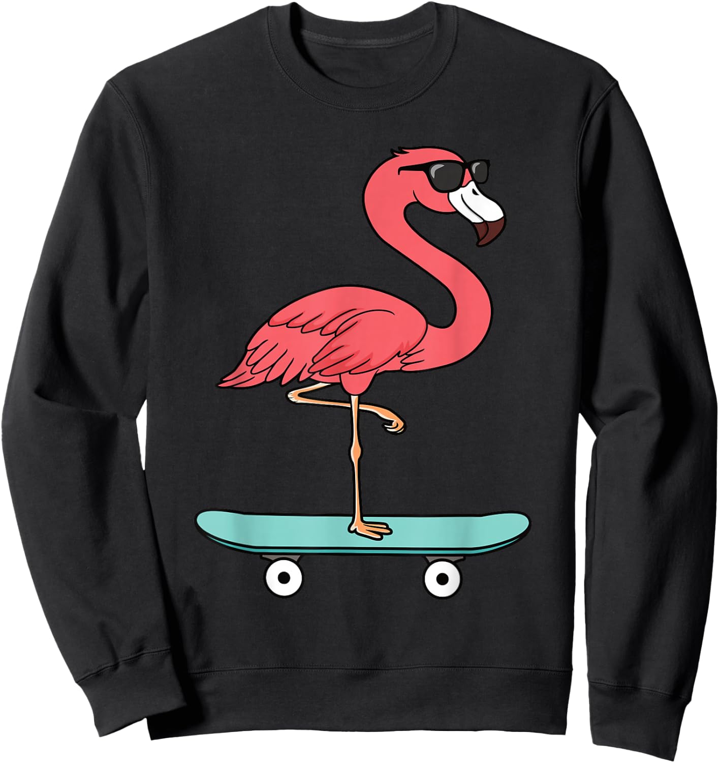 Funny Flamingo Skateboard Cool Flamingo Lover Men Boys Kids Sweatshirt - Sweatshirt | Black