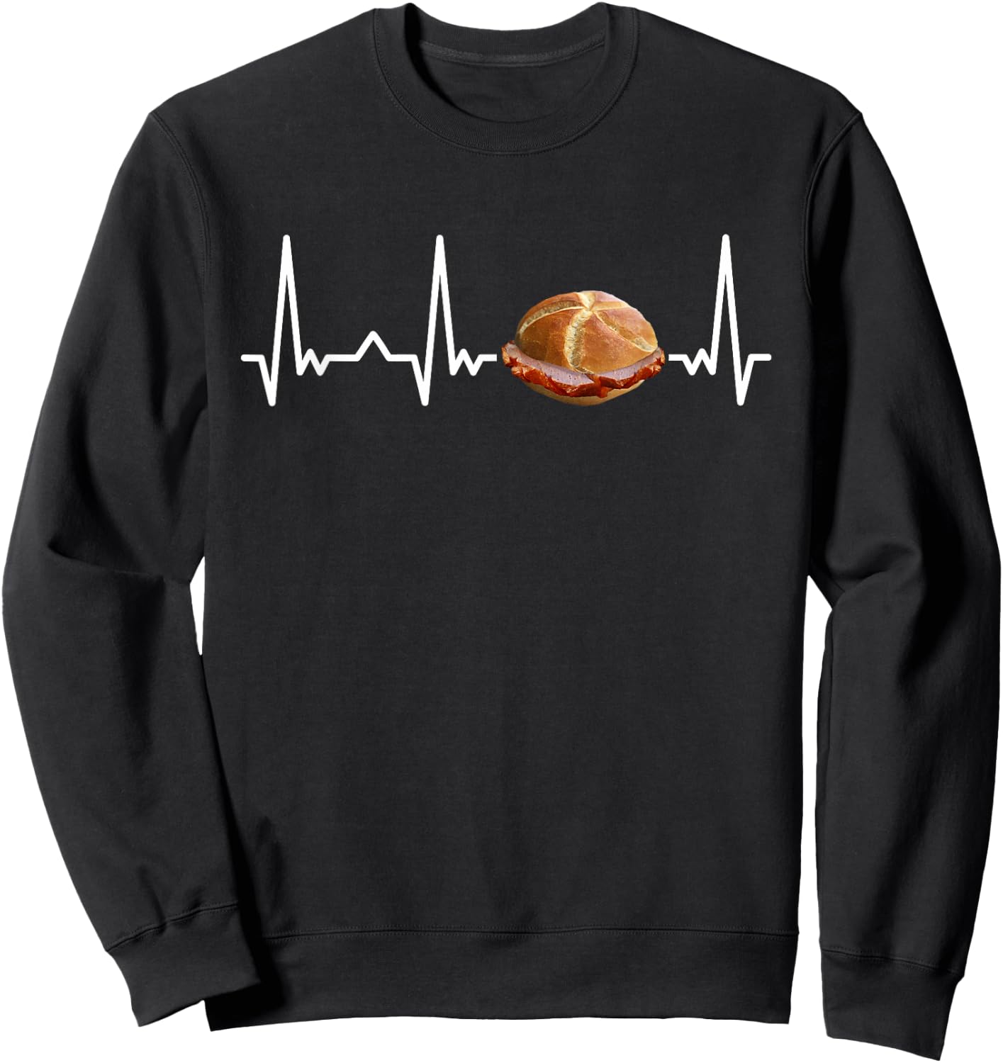 Leberkäse Herzschlag Bayern ECG Leberkas Lebakas , black Sweatshirt - Sweatshirt | Black