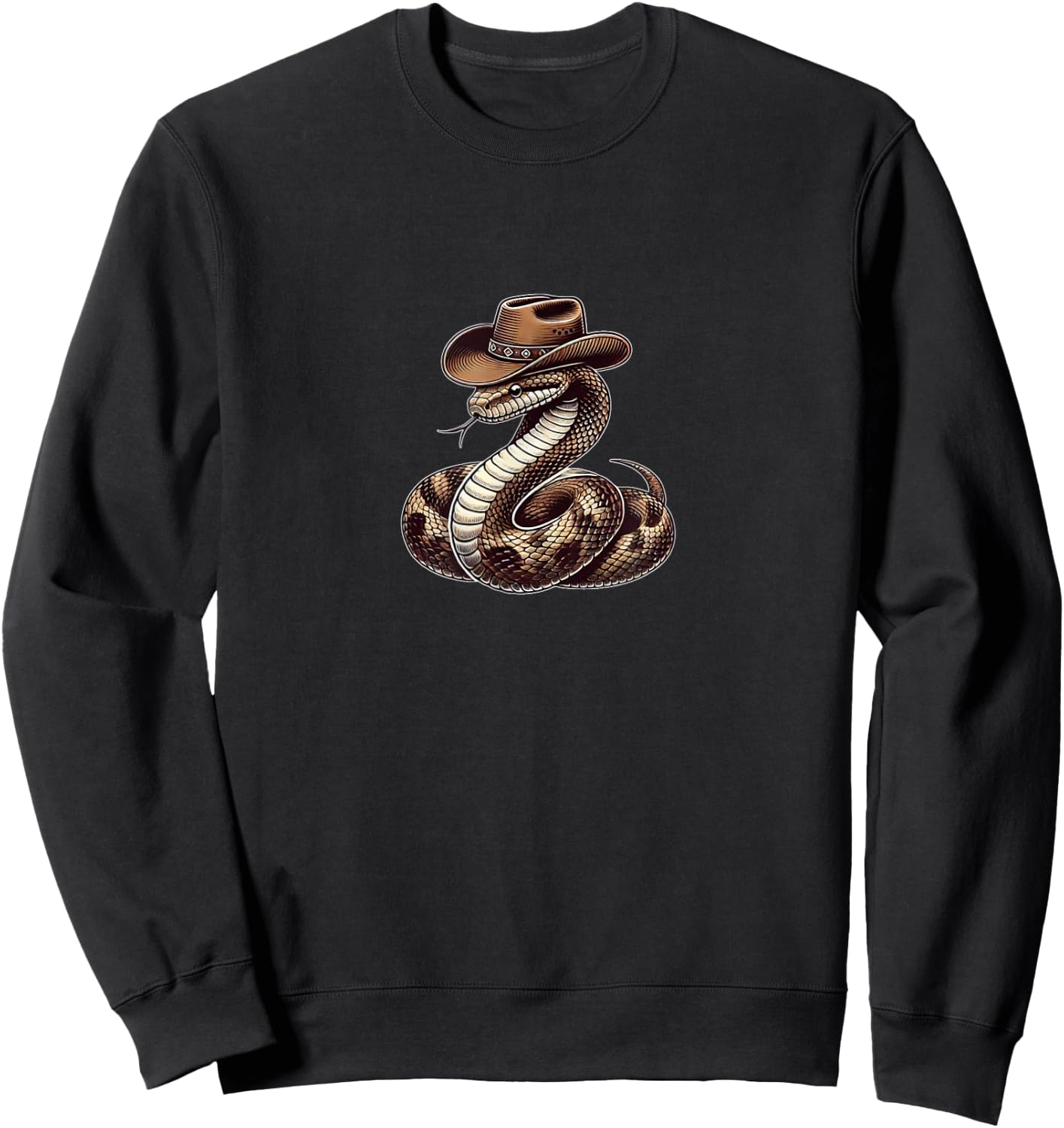 Funny Snake Wearing Cowboy Hat Reptile Lover Pet Sweatshirt - Sweatshirt | Black