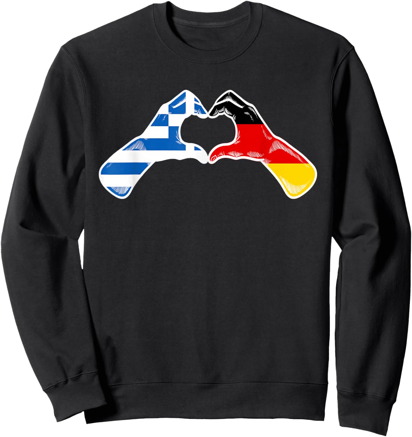Griechenland Deutschland Flagge - Griechisches Deutsches Herz Sweatshirt - Sweatshirt | Black