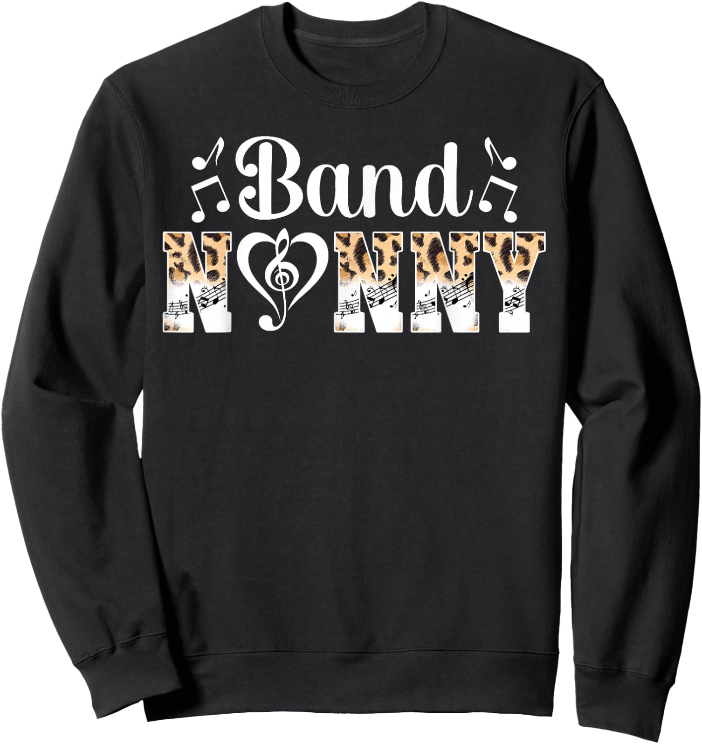 Band Nanny Leopard Marching Band Nanny Grandma Sweatshirt - Sweatshirt | Black