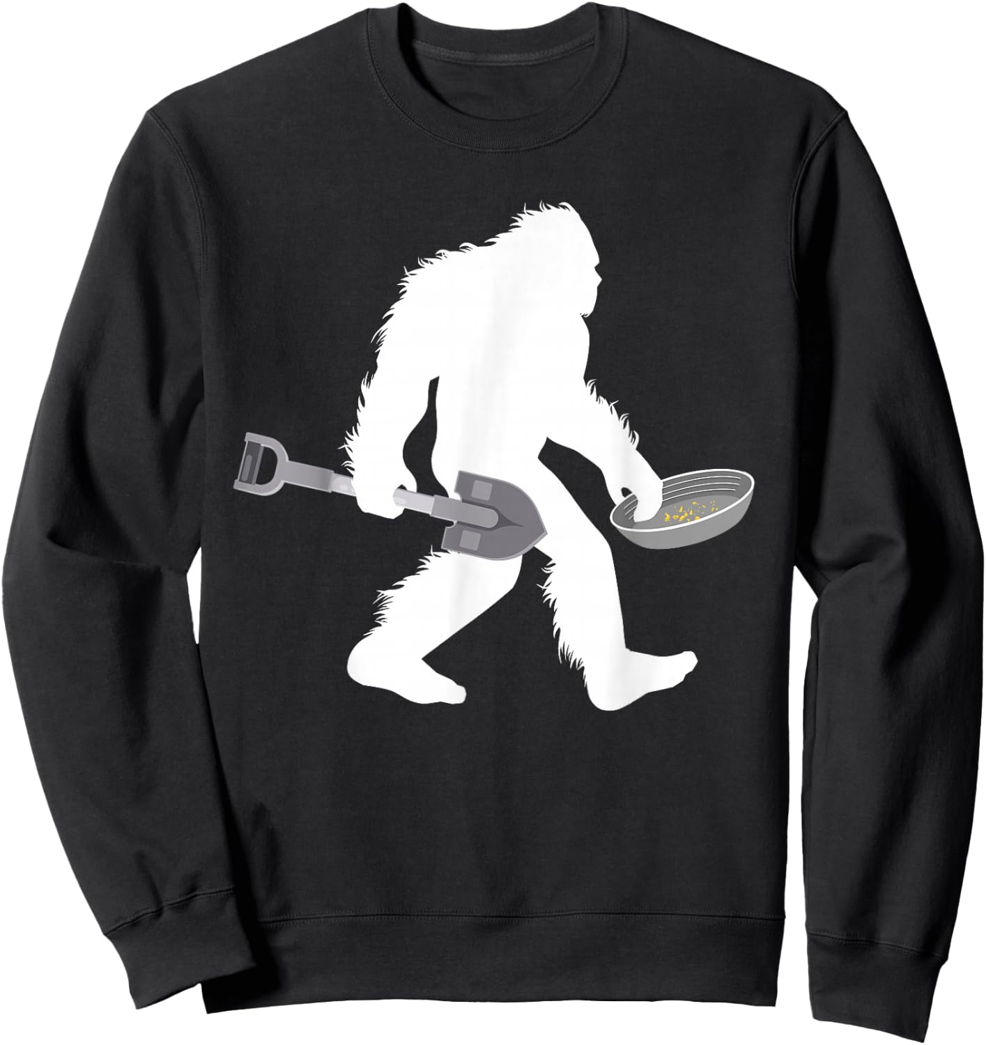Gold Panning Bigfoot Miner with Shovel Sasquatch Prospecting Sweatshirt - Sweatshirt | Black