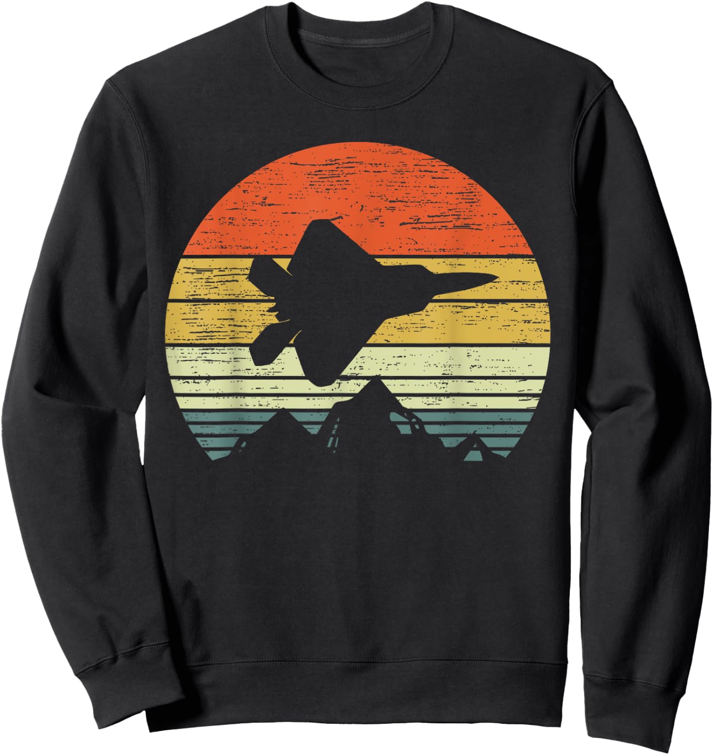 F-22 Sunset vieilli | Vétéran de chasse vintage Sweatshirt - Sweatshirt | Black