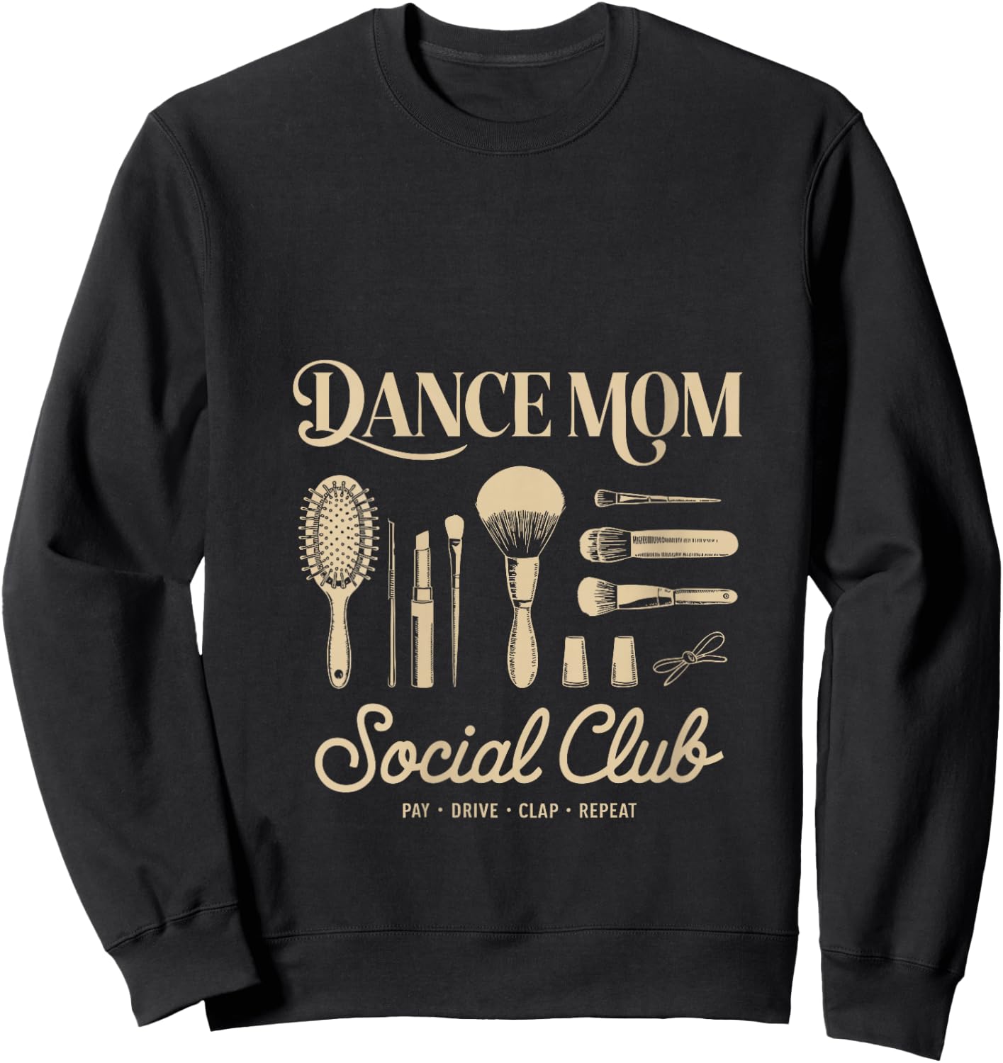 Women's Retro Funny Dance Mom Social Club Mama Sarcastic Mothers Day V-Neck Sweatshirt - Sweatshirt | Black