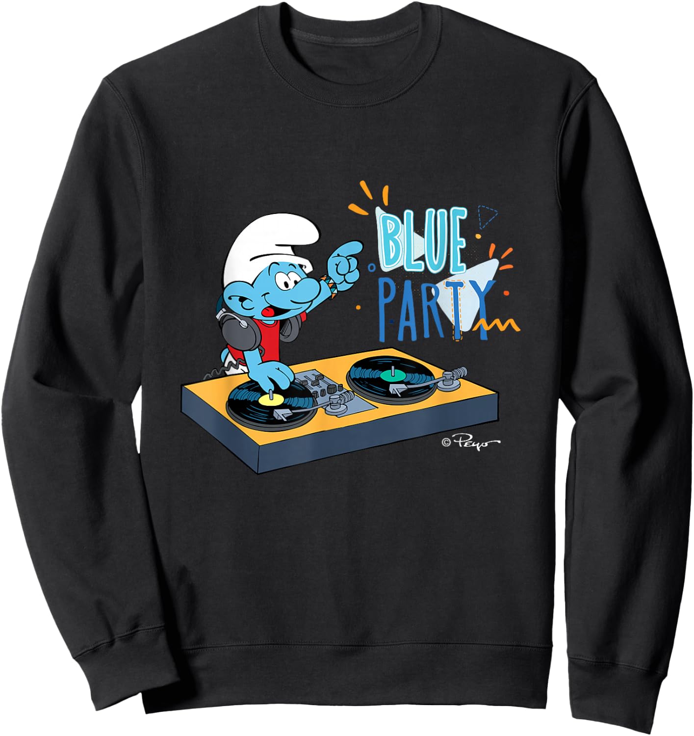 Blue Party of the Smurfs , black Sweatshirt - Sweatshirt | Black