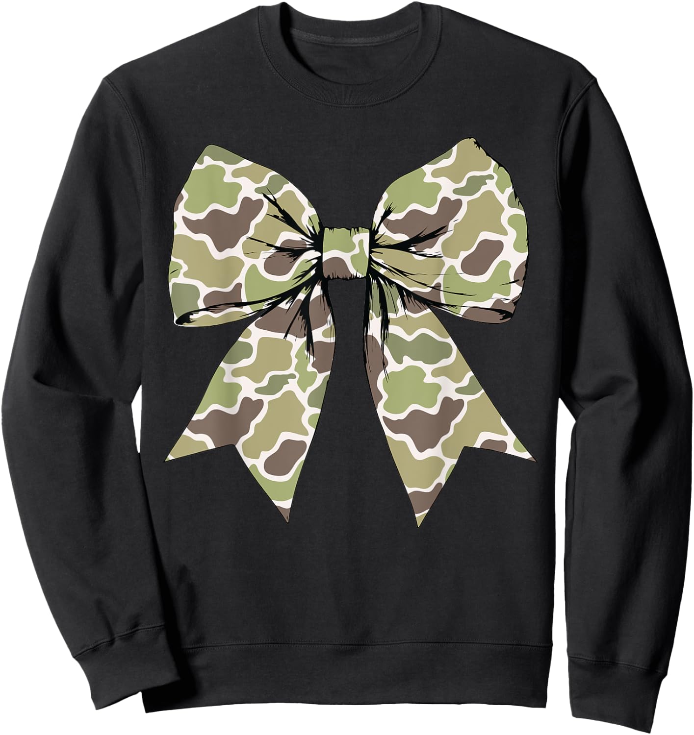 Camo Coquette Bow Women Girls Kids Sweatshirt - Sweatshirt | Black