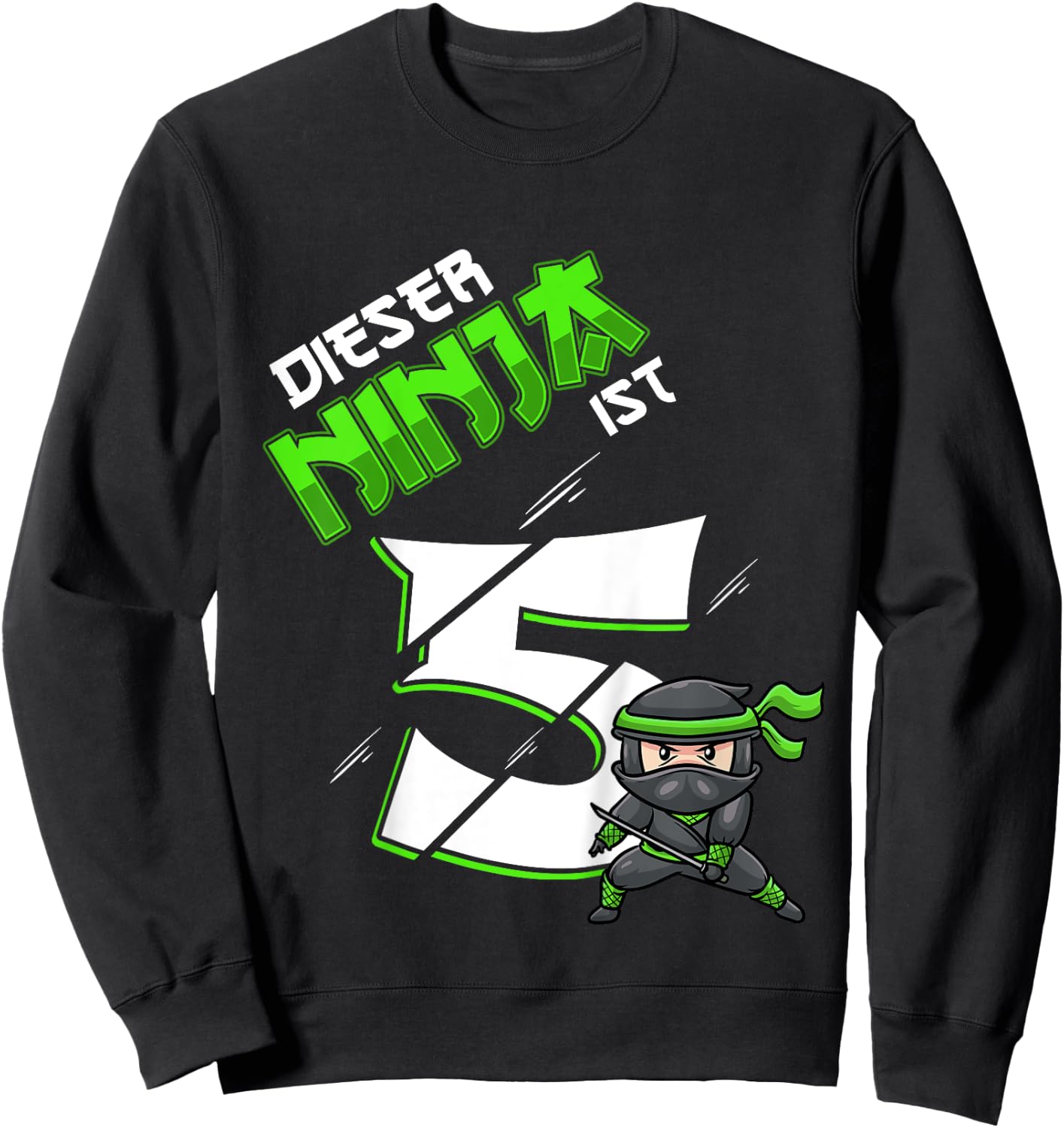 Children's 5th Birthday Boy 5 Years Old Ninja , black Sweatshirt - Sweatshirt | Black