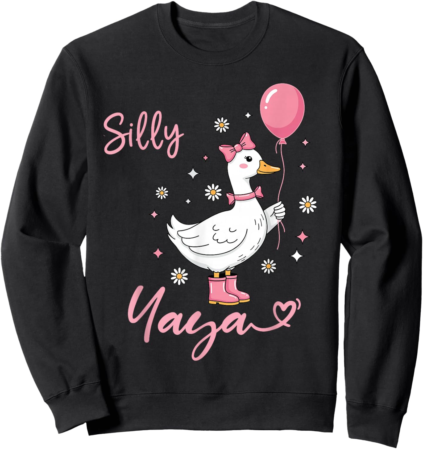 Silly Yaya Cute Goose Grandmother Family Matching Birthday Sweatshirt - Sweatshirt | Black