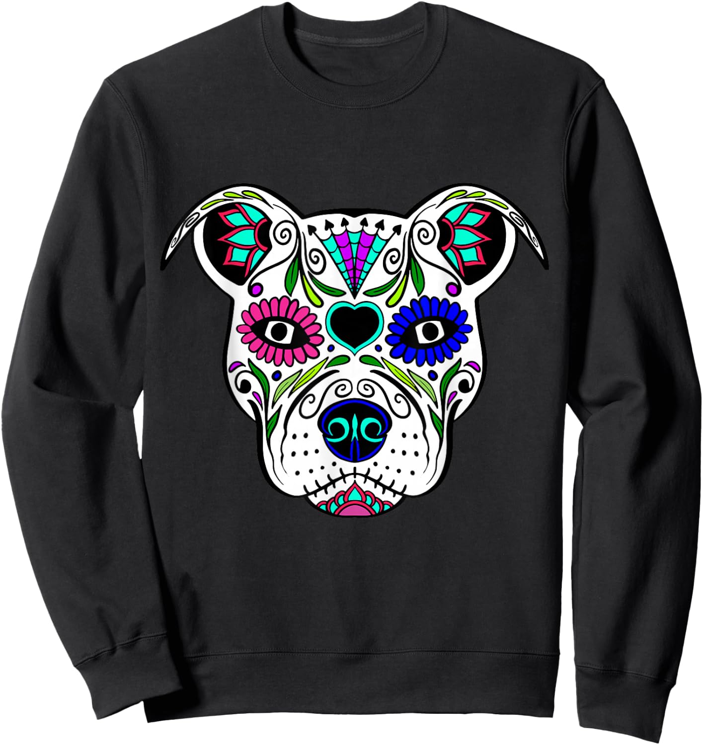 Day Of The Dead Pit Bull Mom Dog Rescue Sugar Skull Shirt Women Girls Kids Sweatshirt - Sweatshirt | Black