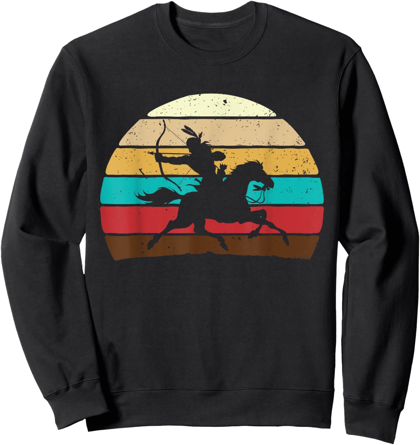 Retro Horse Riding - Native American Indian Pride Indigenous Sweatshirt - Sweatshirt | Black