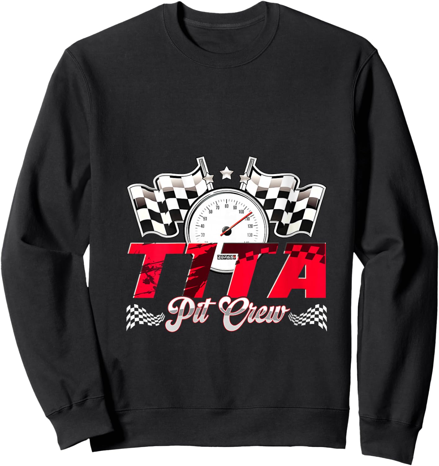 Race Car Birthday Party Racing Family Tita Pit Crew V-Neck Sweatshirt - Sweatshirt | Black