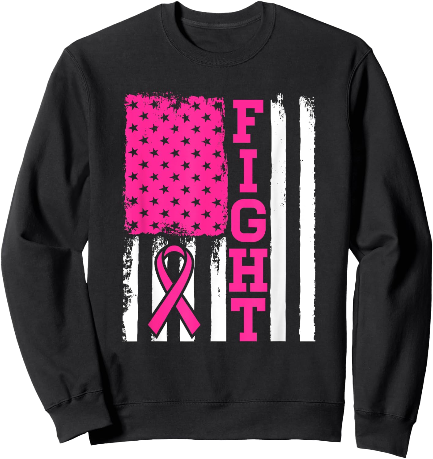 Fight Flag - Breast Cancer Awareness Shirt Gift Sweatshirt - Sweatshirt | Black