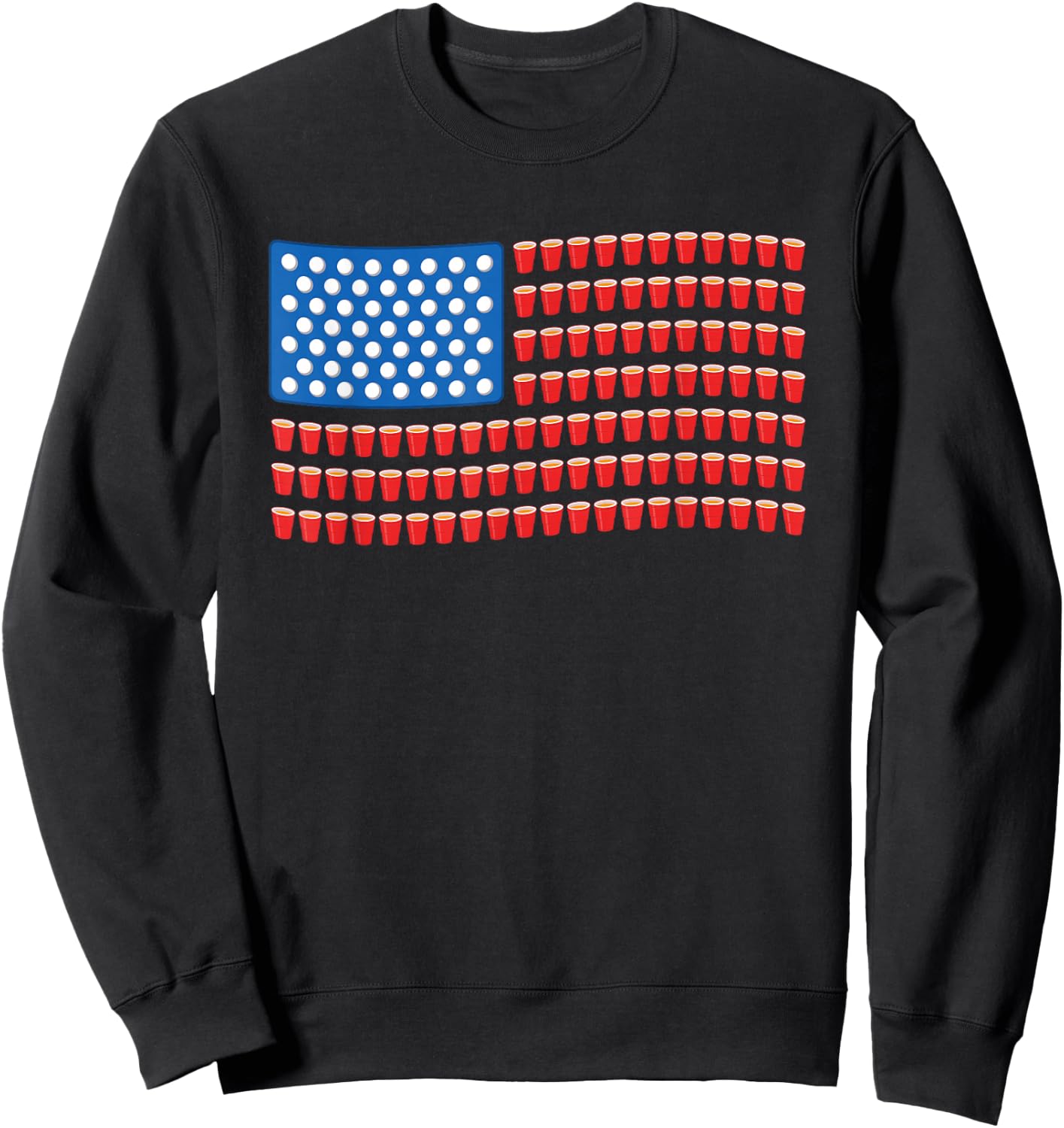 Funny 4th of July Beer Pong American Flag Sweatshirt - Sweatshirt | Black