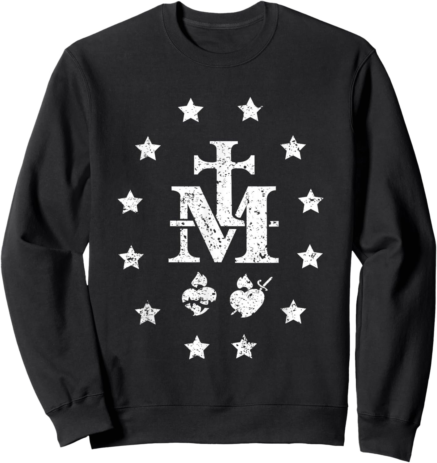 Miraculous Medal Design- Our Lady Blessed Mother Army Sweatshirt - Sweatshirt | Black