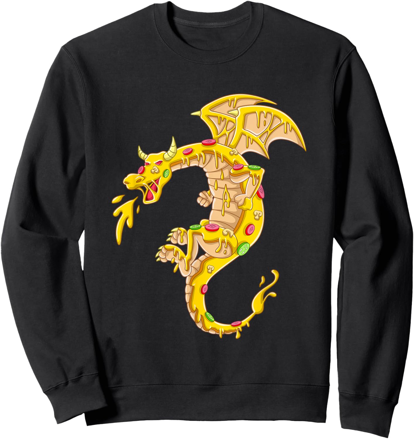 Pizza Dragon Pizza Dragon Delicious Italian Food Cheese Sweatshirt - Sweatshirt | Black